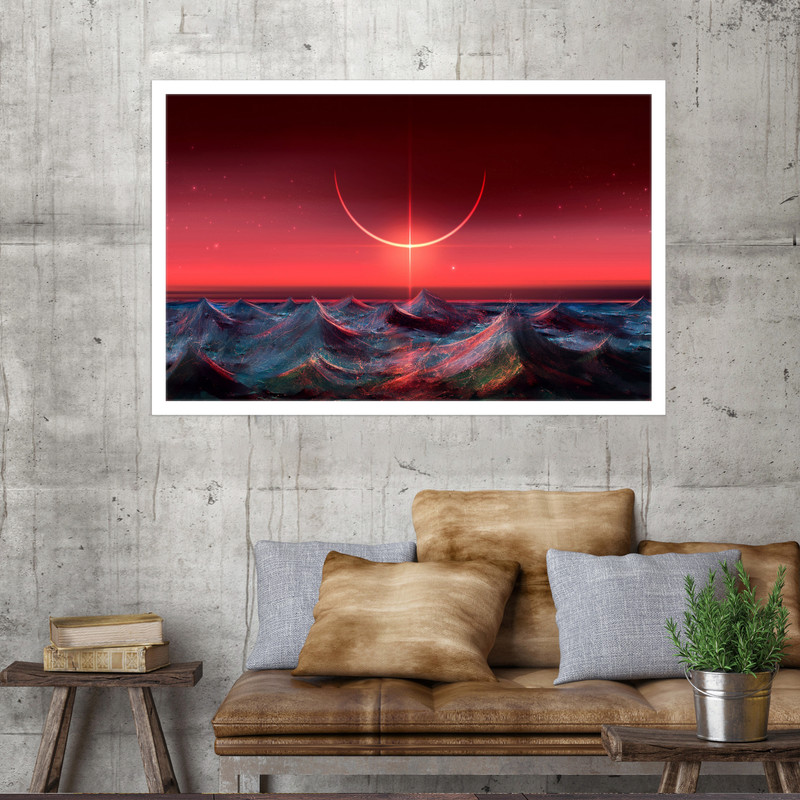 تابلو نوری بکلیت طرح کاغذ دیواری رنگ علمی تخیلی مدل W-MO1732