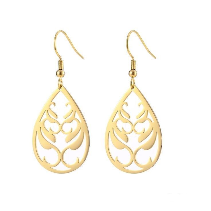 گوشواره طلا 18 عیار زنانه قیراط طرح اشک کد GH3691 -  - 2