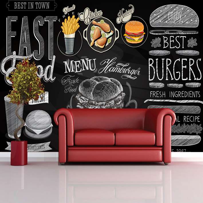 پوستر دیواری سه بعدی مدل همبرگر ساندویچ فست فود مناسب رستوران ها کد DVRF2369