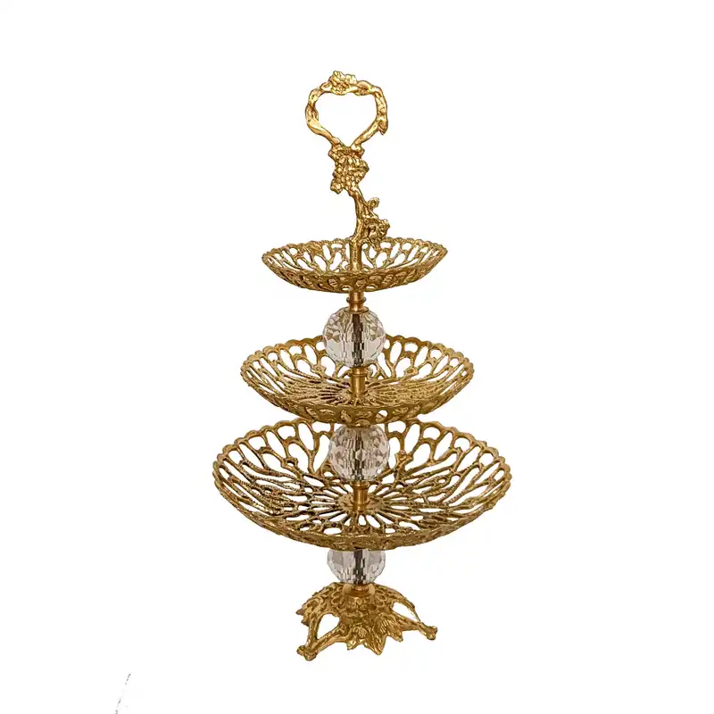 شیرینی خوری برنجی مدل سه طبقه کد S-4241