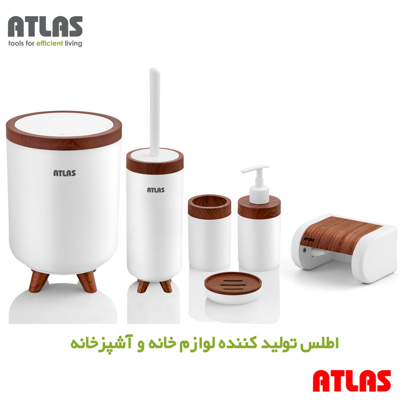 ست سرویس بهداشتی 6 تکه اطلس مدل سلین طرح چوب