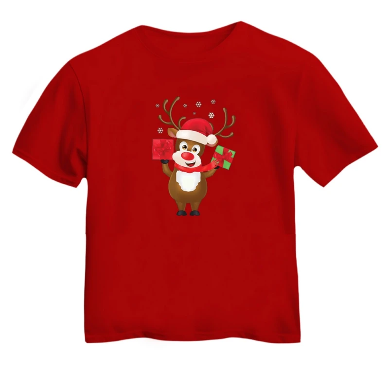 تی شرت آستین کوتاه بچگانه مدل گوزن کریسمس کد 15