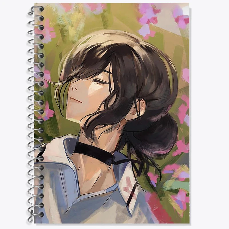 دفتر زبان 50 برگ خندالو مدل سه خط طرح ریزه انیمه مرد اره ای Chainsaw Man کد 18007