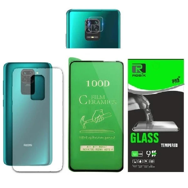 محافظ صفحه نمایش روبیکس مدل CR-Note9 مناسب برای گوشی موبایل شیائومی Redmi Note 9 به همراه محافظ لنز دوربین و محافظ پشت گوشی