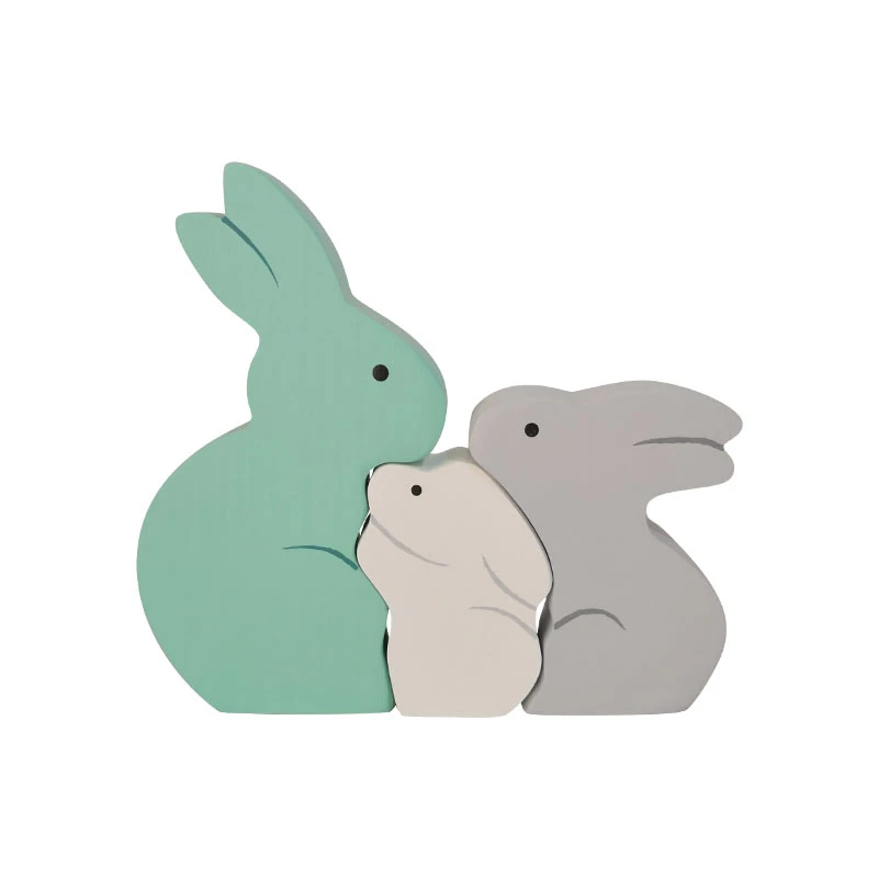  اسباب بازی چوبی طرح پازل خانواده خرگوش مدل MKT26-L مجموعه 3 عددی