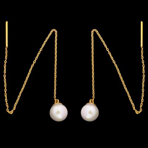 گوشواره طلا 18 عیار زنانه طلای مستجابی مدل مروارید اصل کد 34
