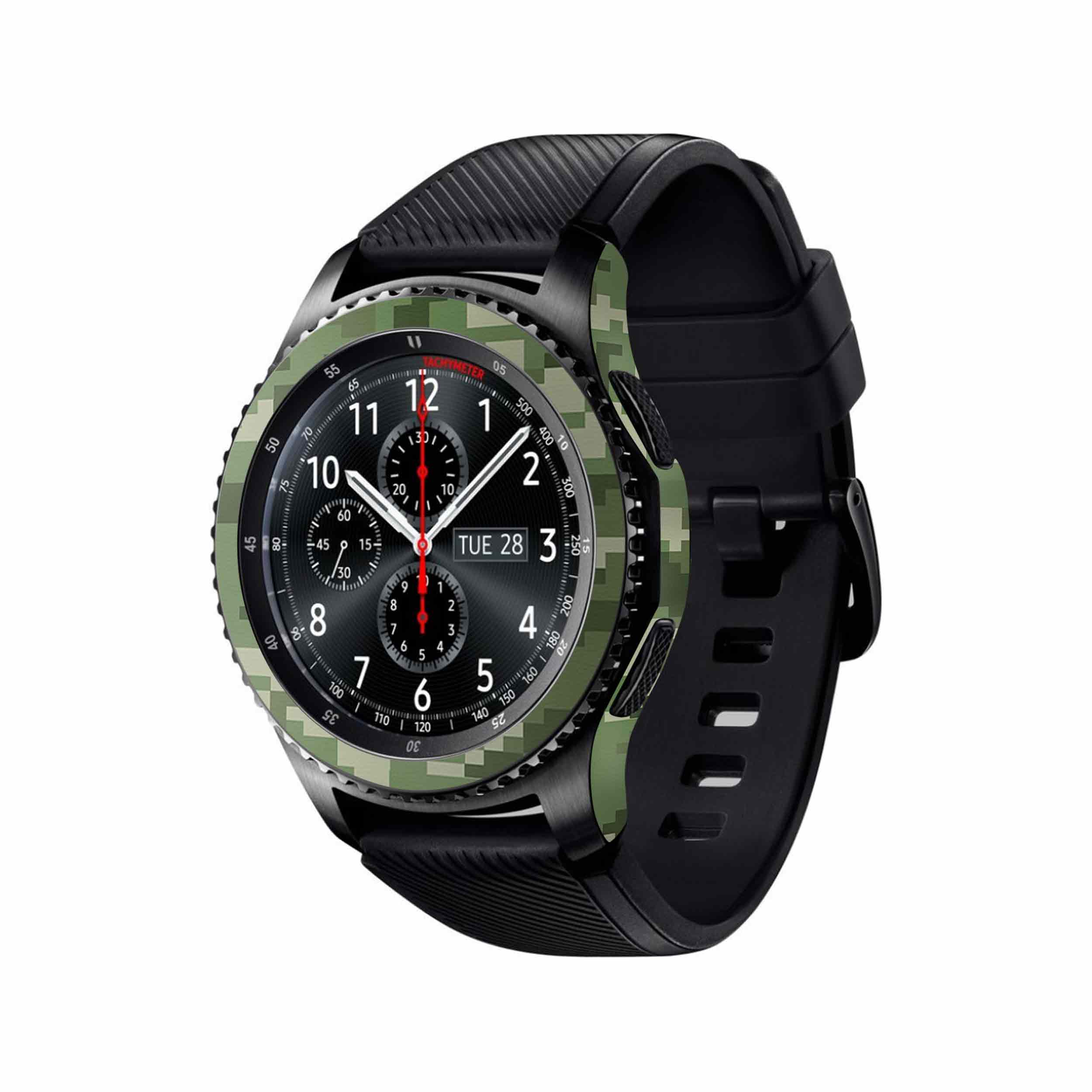 برچسب ماهوت طرح Army-Green-Pixel مناسب برای ساعت هوشمند سامسونگ Galaxy Gear S3 Frontier