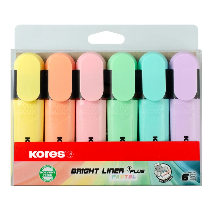 ماژیک علامت گذار کورس مدل BRIGHT LINER PLUS PASTEL بسته 6 عددی