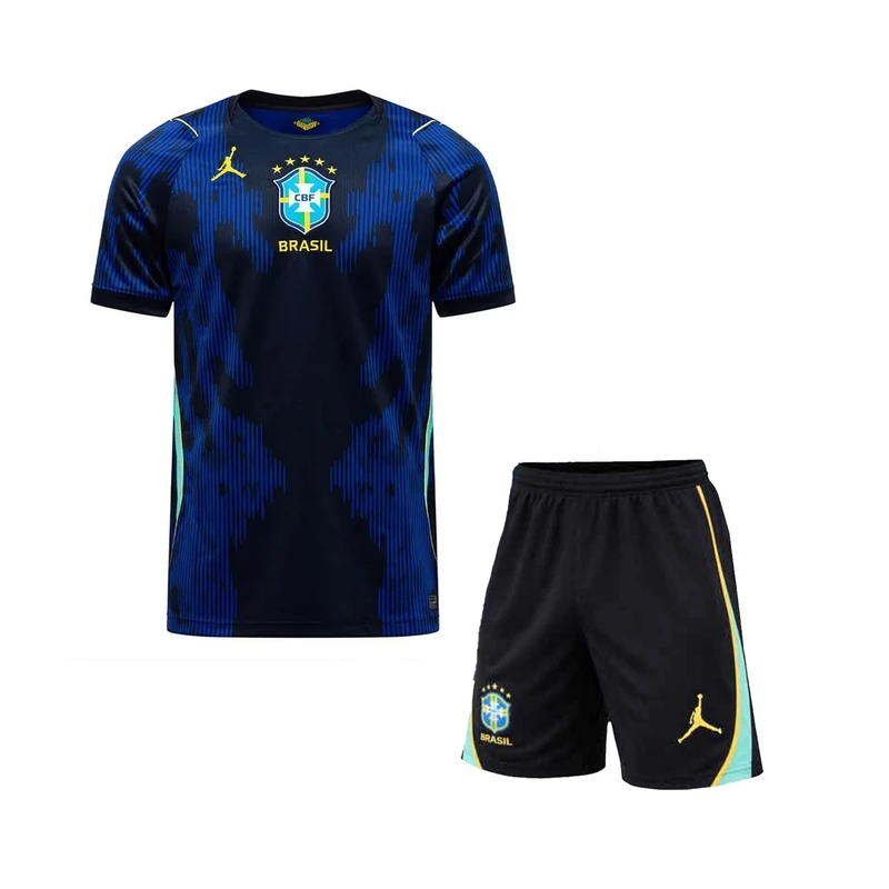 ست تی‌شرت آستین کوتاه و شلوارک ورزشی مردانه مدل برزیل Away WC 2026