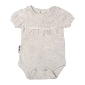 بادی آستین کوتاه نوزادی آدمک مدل گیپوردار کد 171201 رنگ نسکافه ای