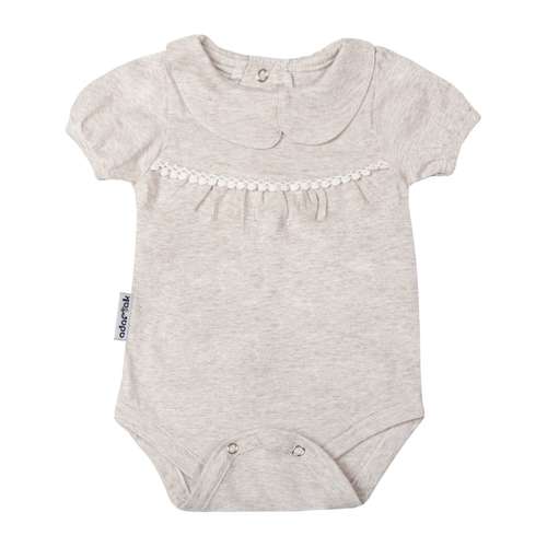 بادی آستین کوتاه نوزادی آدمک مدل گیپوردار کد 171201 رنگ نسکافه ای