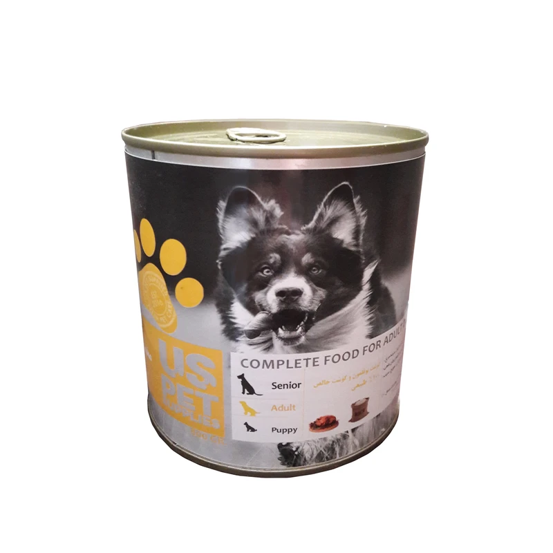 کنسرو غذای سگ یو اس پت مدل گوشت خالص و گوشت بوقلمون وزن 800 گرم