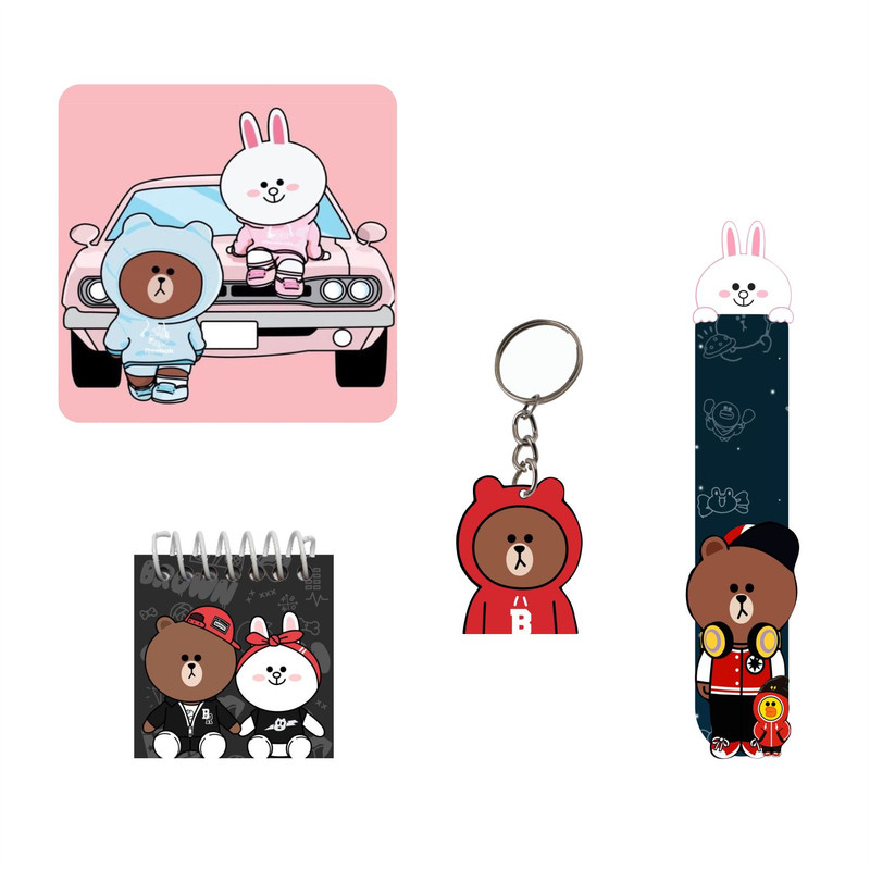 بسته لوازم التحریر مدل خرسی کیوت استیکر مجموعه 4 عددی