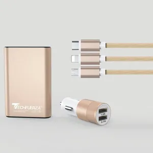 شارژر همراه تکفورزا مدل T003 ظرفیت 10400 میلی آمپر ساعت به همراه شارژر فندکی و کابل شارژ