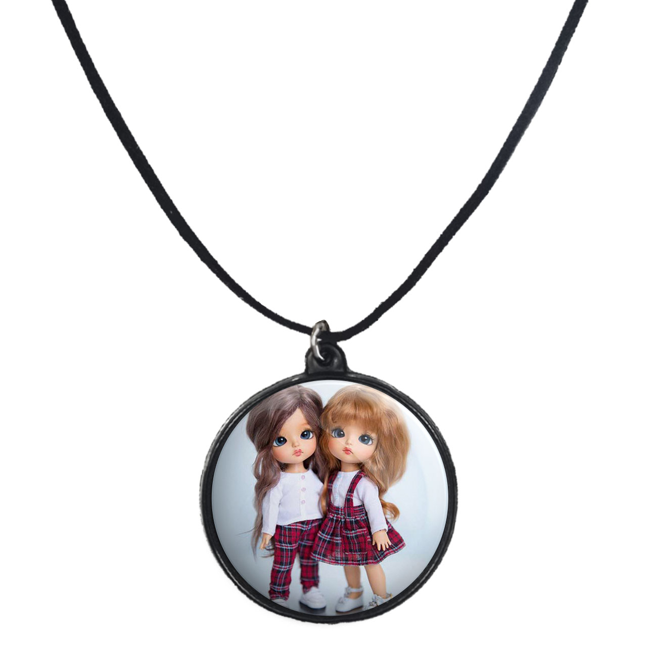 گردنبند پرمانه طرح عروسک زیبا کد pmb.2422 مدل دو طرفه