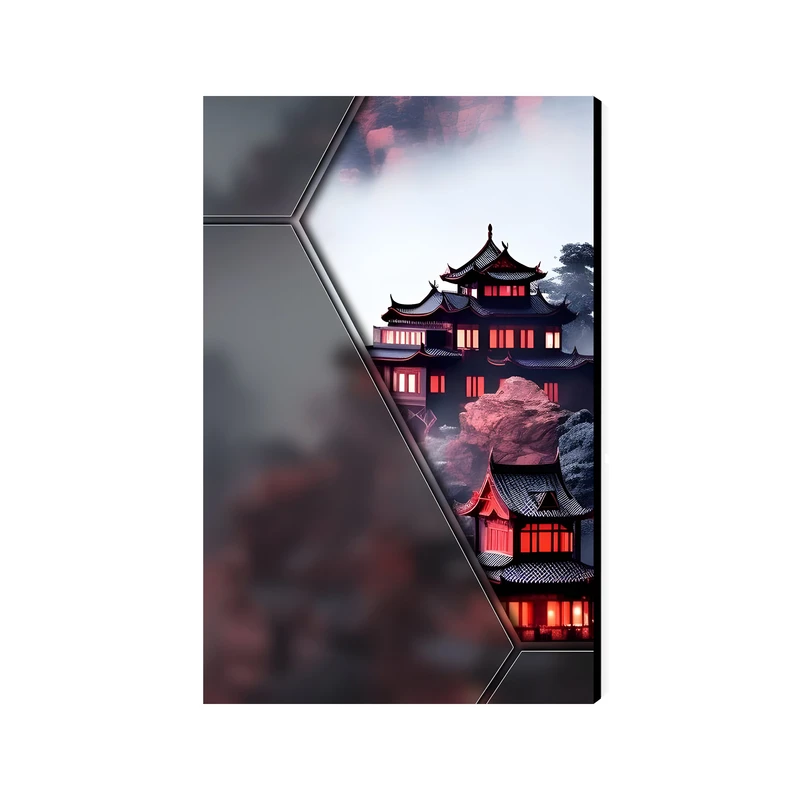 تابلو شاسی عرش مدل فانتزی منظره کلبه چینی کد As4223