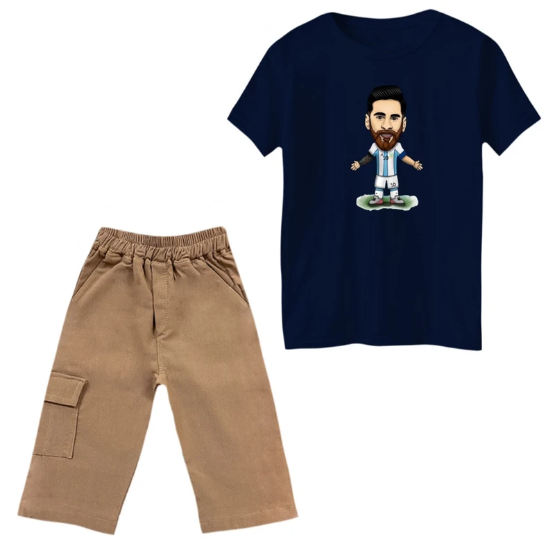 ست تی‌شرت و شلوارک پسرانه مدل مسی کد 6