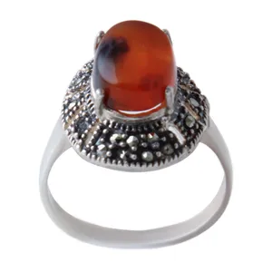 انگشتر نقره زنانه مدل سنگ عقیق کد AW_544