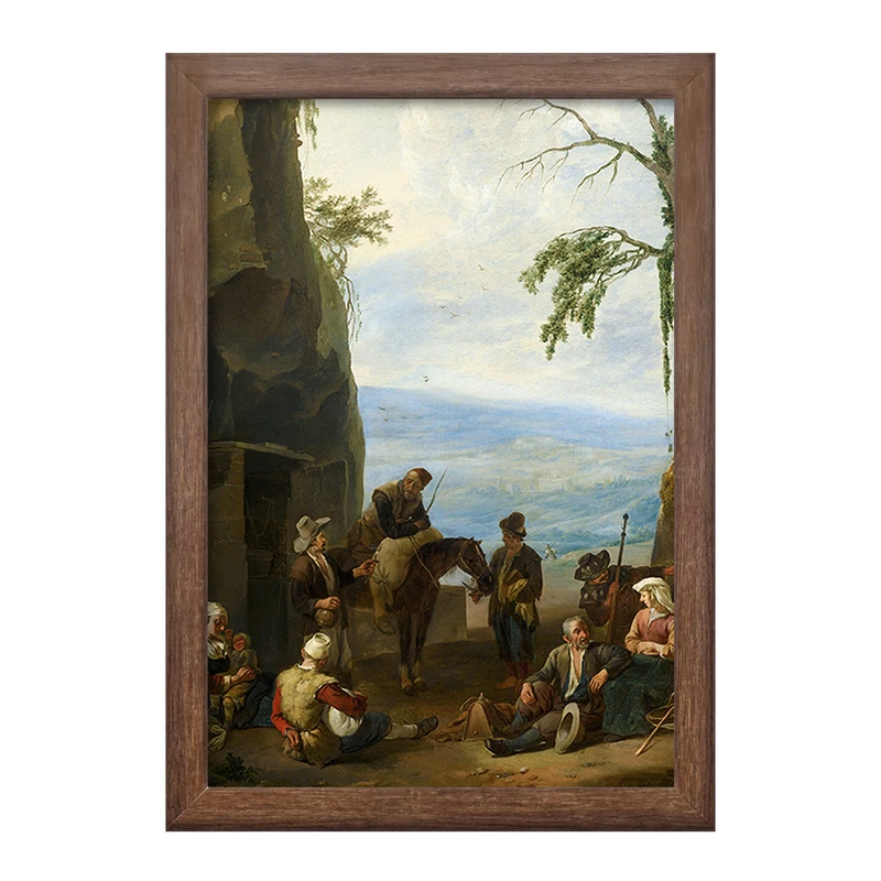 تابلو خندالو طرح نقاشی دهقانان در حال استراحت اثر یوهانس لینگلباخ کد F12402