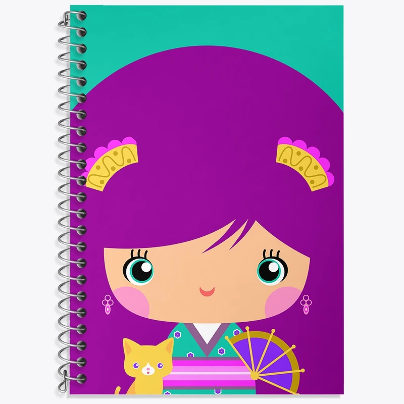 دفتر زبان 50 برگ خندالو مدل دو خط طرح دخترانه کد N766