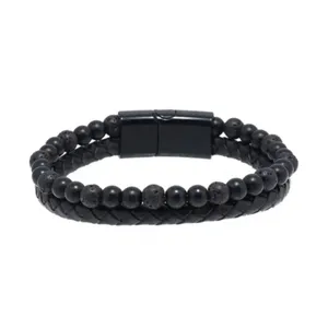 دستبند مردانه مدل چرمی لاوا کد 3044