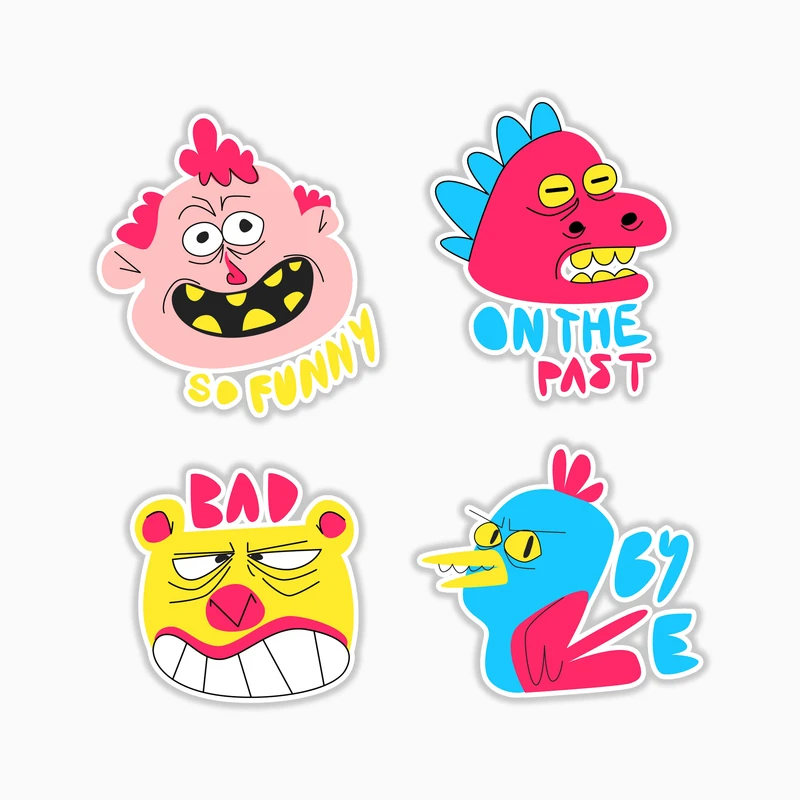 استیکر لپ تاپ و موبایل بووم طرح دایناسور کد MR54 مجموعه 4 عددی