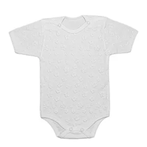 بادی آستین کوتاه نوزادی مدل گل برجسته