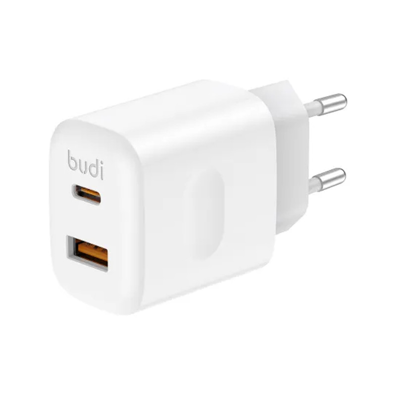 شارژر دیواری 30 وات دو پورت بودی مدل AC306ETLW به همراه کابل تبدیل USB-C به لایتنینگ