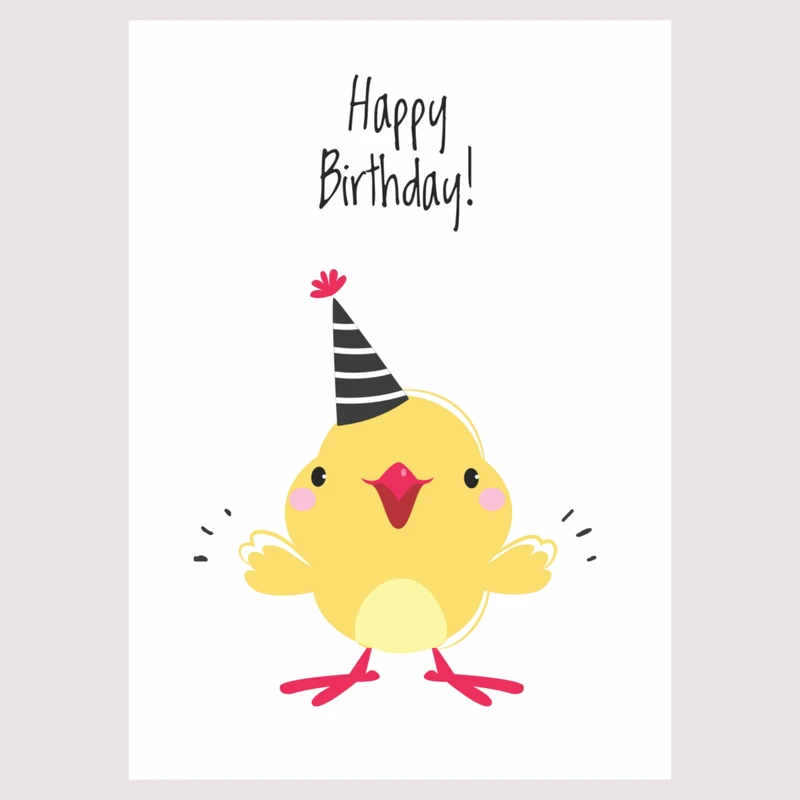 کارت پستال مدل Happy birthday جوجه کد 33