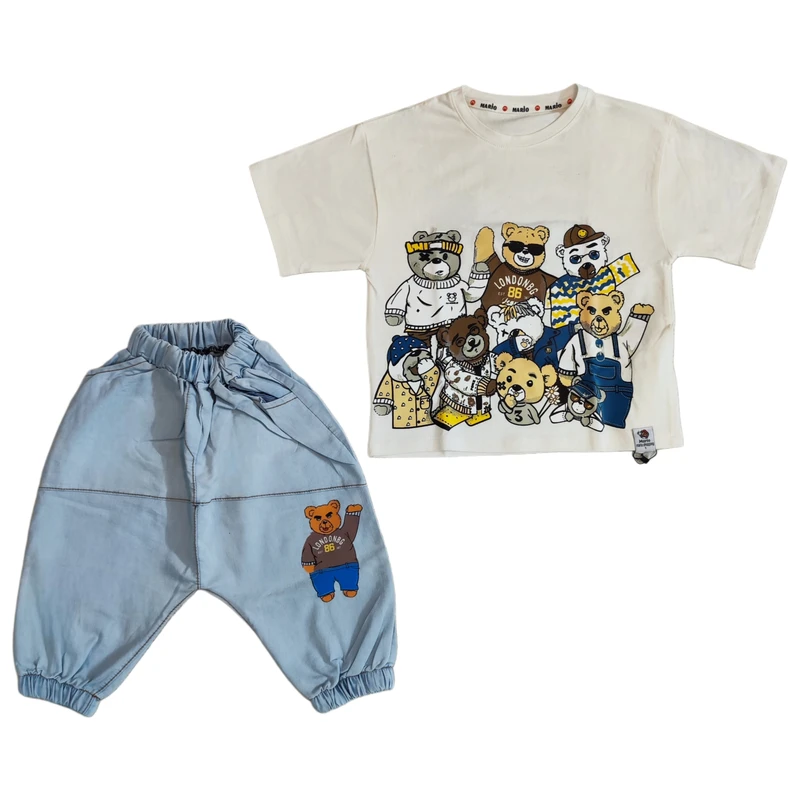 ست تی‌شرت آستین کوتاه و شلوارک راحتی بچگانه مدل 1367593