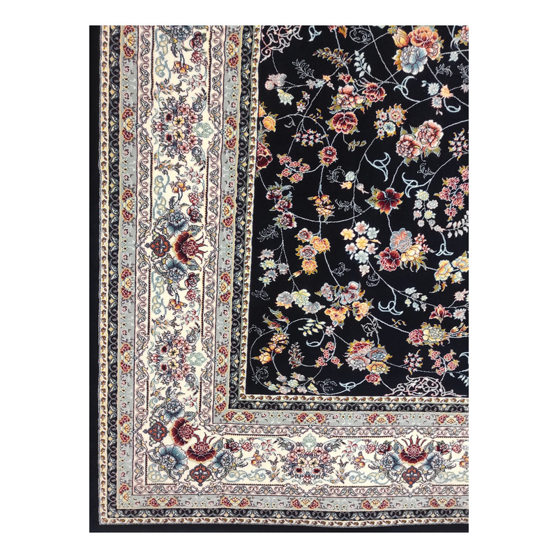 فرش ماشینی مشهد کد 722111 زمینه سرمه ای