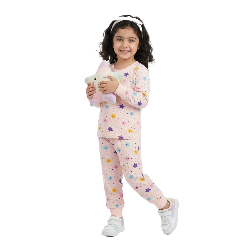 ست تی‌شرت آستین بلند و شلوار راحتی دخترانه فیورلا مدل ستاره 25203-35203-45203