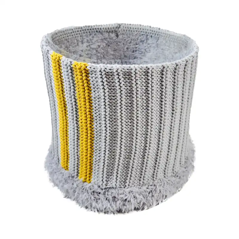 ست کلاه و شال گردن بافتنی نوزادی مدل 72006 رنگ طوسی