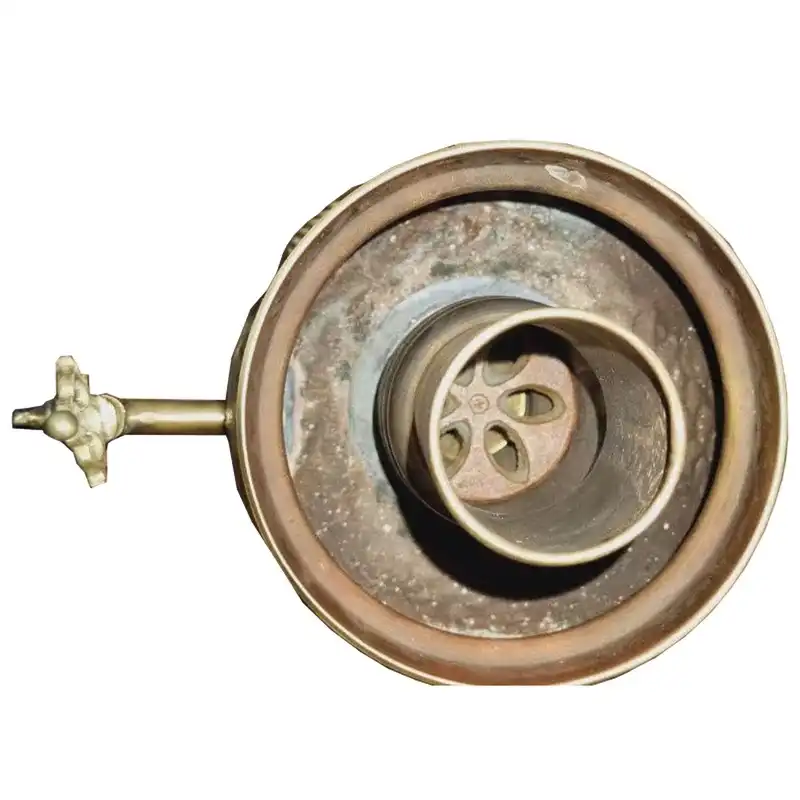 سرویس سماور ذغالی 5 پارچه برنجی مدل توپی دسته ماهی