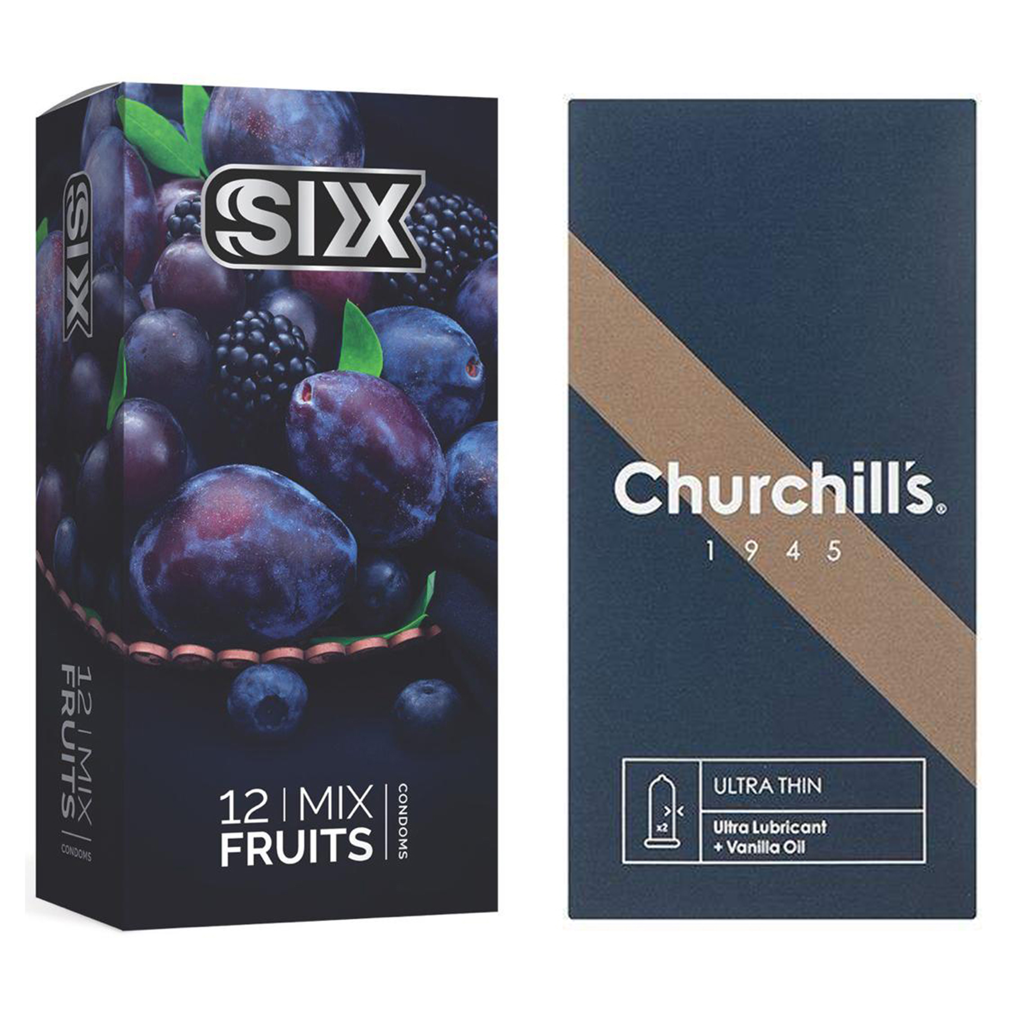 نکته خرید - قیمت روز کاندوم چرچیلز مدل Ultra Thin بسته 12 عددی به همراه کاندوم سیکس مدل میوه ای بسته 12 عددی خرید
