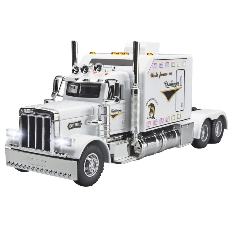 ماکت ماشین ناب سل مدل تریلی فلزی چراغدار موزیکال کد PETERBILT 389 TRACTORS TRUCK NAABWHI002