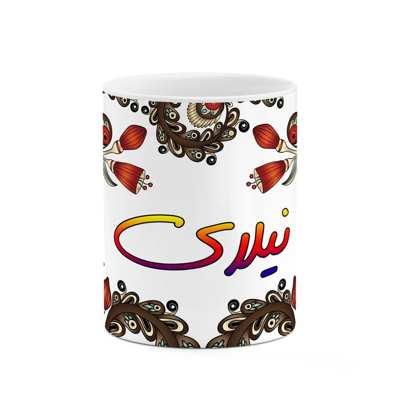 ماگ کاکتی مدل اسم نیلای طرح سنتی گل و بته کد mgh48176