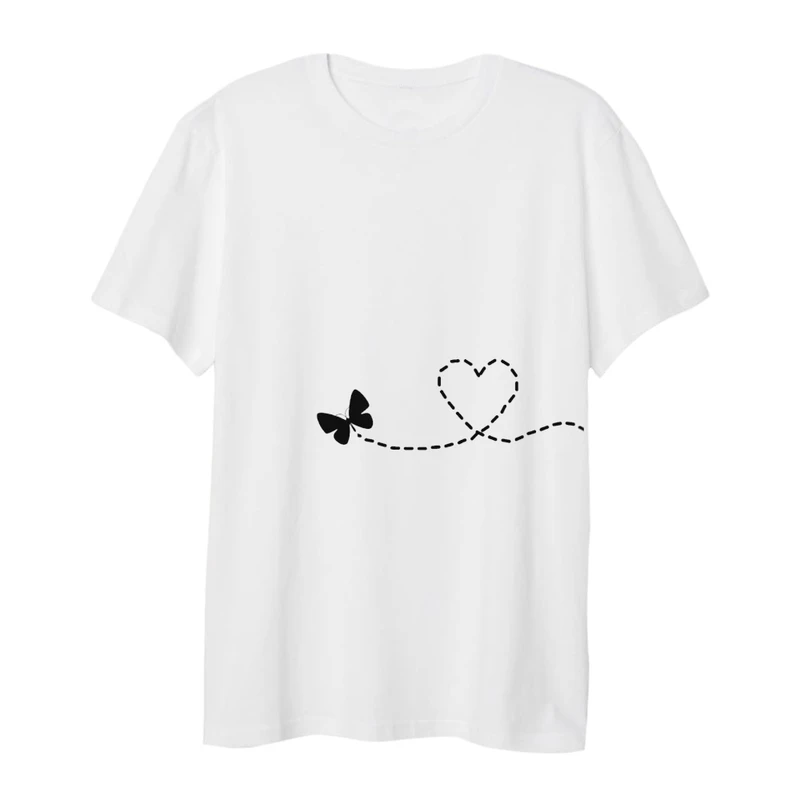 تی شرت لانگ زنانه مدل قلب و پروانه