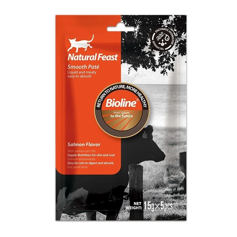 بستنی گربه بایولاین مدل ماهی سالمون وزن 15 گرم بسته 5 عددی