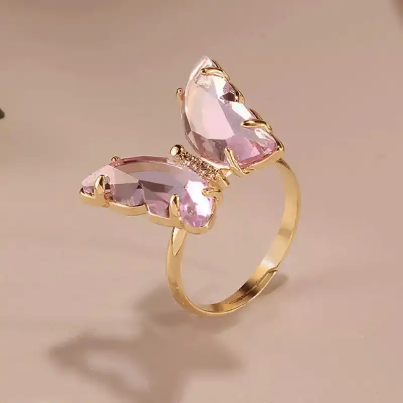 انگشتر زنانه مدل پروانه عاشق مدل کریستالی کد 01