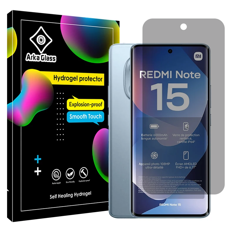 محافظ صفحه نمایش حریم شخصی آرکا گلس مدل Tough مناسب برای گوشی موبایل شیائومی Redmi Note 15 4G