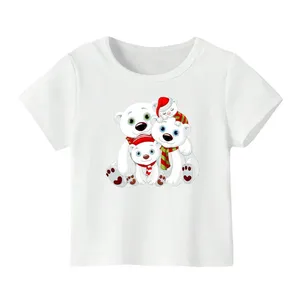 تی شرت آستین کوتاه بچگانه مدل خرس کریسمس کد 1 رنگ سفید