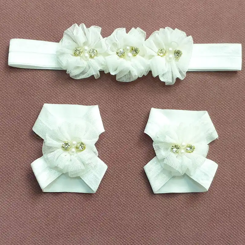 ست هدبند و پابند نوزادی مدل آنیتا