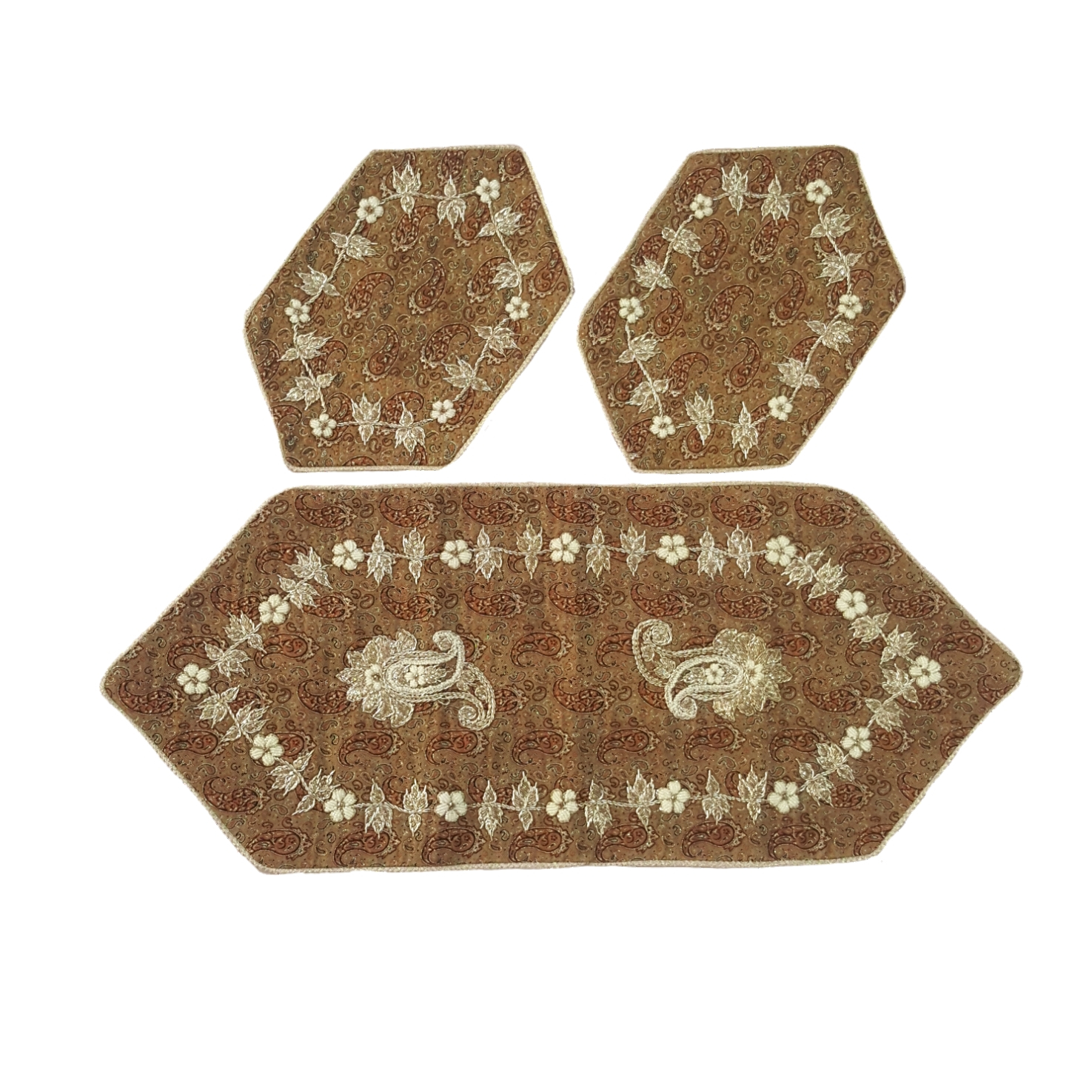 ست 3 تکه رومیزی ترمه طرح بته جقه کد 112