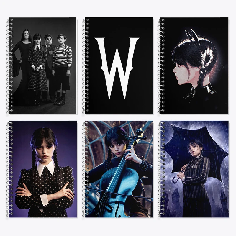 دفتر زبان 50 برگ خندالو مدل دو خط طرح ونزدی (Wednesday) کد 723 مجموعه 6 عددی