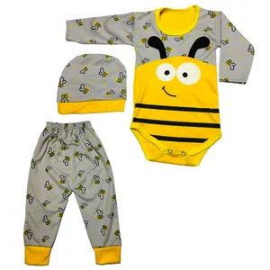 ست 3 تکه لباس نوزادی طرح زنبور مدل 1004