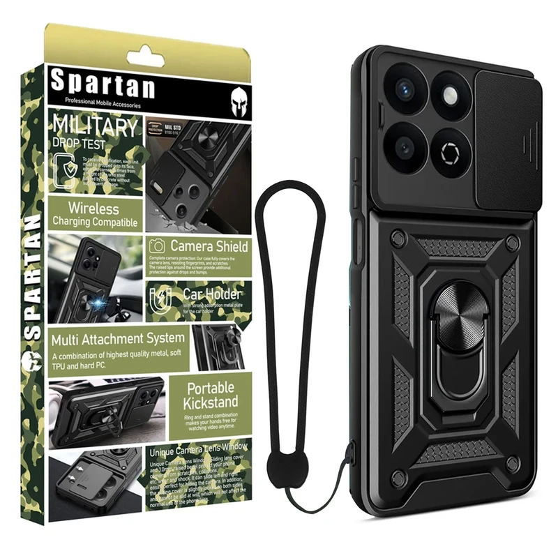 کاور اسپارتان مدل Defender Apple Armor Strap مناسب برای گوشی موبایل شیائومی Honor X7C به همراه بندآویز