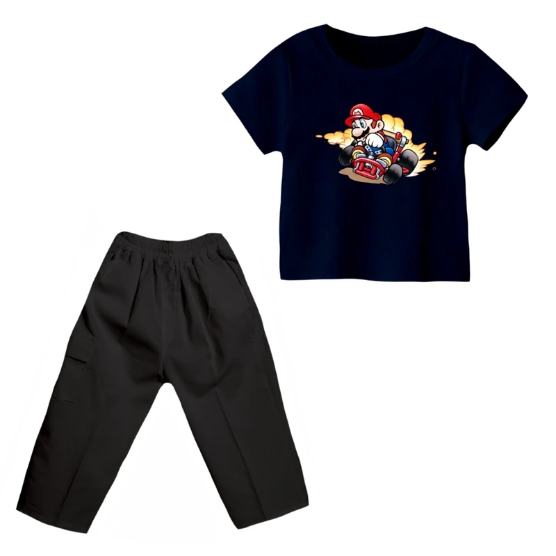 ست تی شرت و شلوارک پسرانه مدل ماریو کد 5