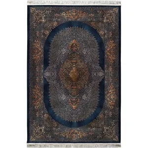 فرش ماشینی 1200 شانه محتشم زمینه بنفش تیره حاشیه کله غازی مدل 2555033088 