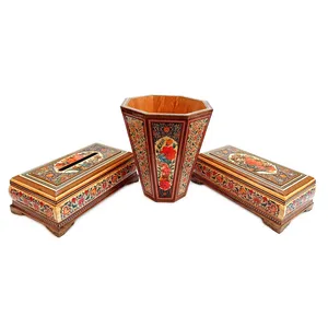 ست سه تکه جعبه و سطل خاتم کاری مدل نقاشی تذهیب